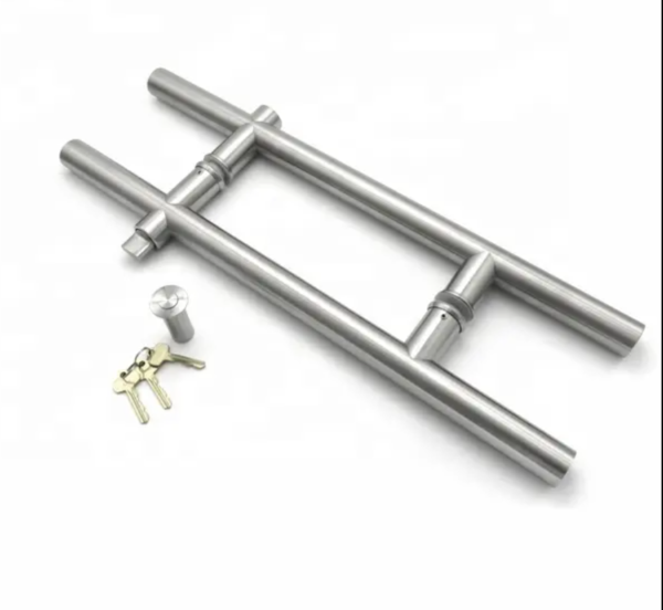 Stainless Steel Glass Door Handle with Lock
