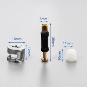 Black 3-in-1 Concealed Fastener for Furniture Connectors