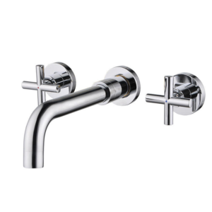 Concealed Wall-mounted Washbasin Mixer tap with Cross Handle and Ceramic Valve Core
