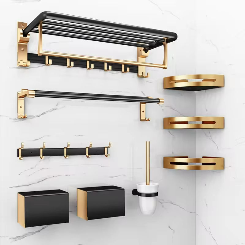 Black and Gold Bathroom Decor 6-piece Set