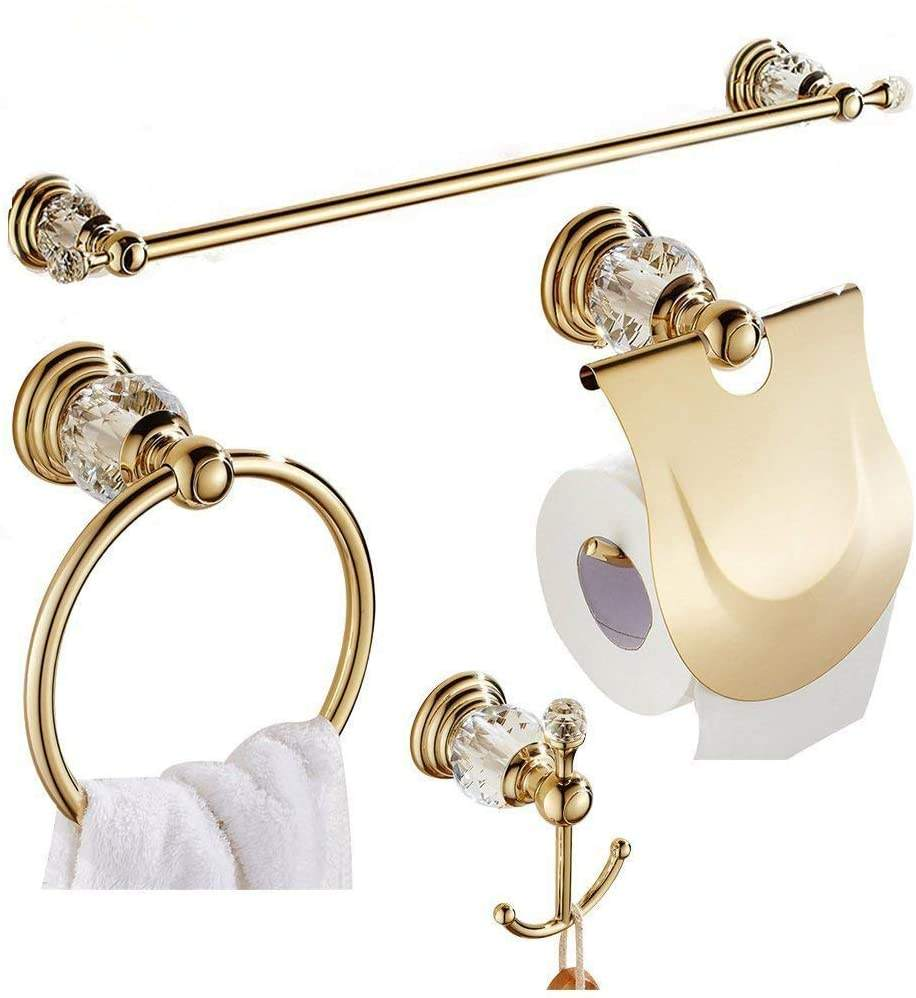 Crystal Gold Bathroom Accessories 4-Piece Set